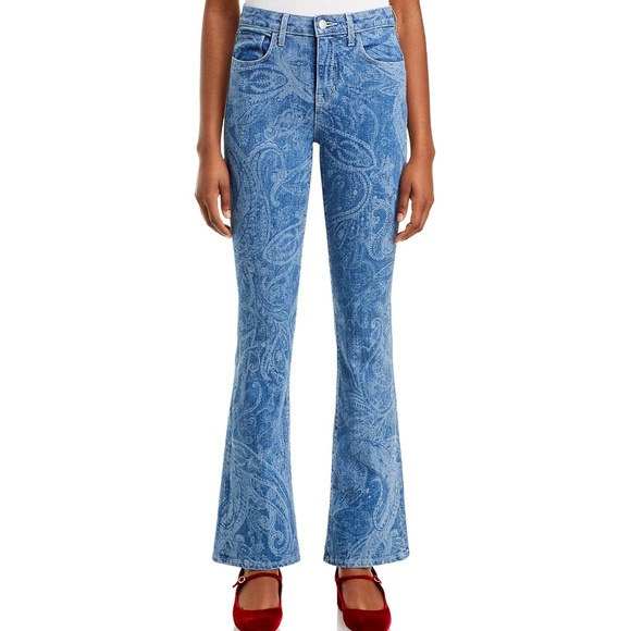 L'AGENCE Stassi High Rise Sleek Baby Boot Jeans in Paisley Size 33 - Picture 1 of 16